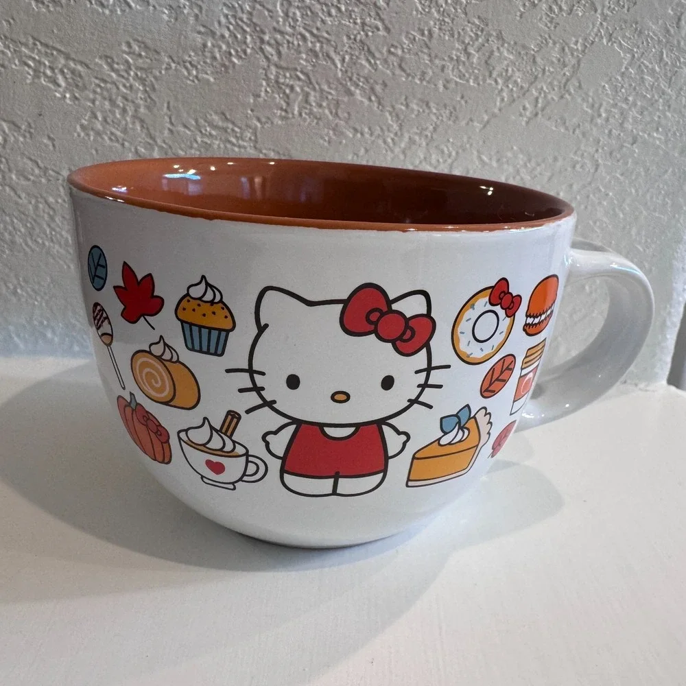 Sanrio Hello Kitty Ramen Pho Bowl 24 oz Ceramic Fall Theme Pumpkin No Spoon‎